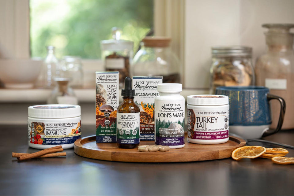 A collection of Host Defense® Mushrooms™ products