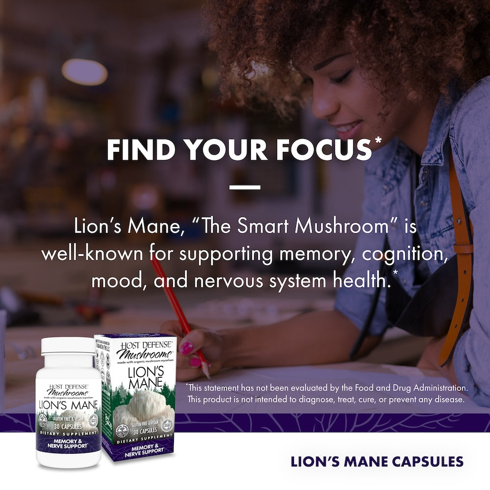Lion's Mane capsules, 30-count bottle, Find Your Focus.