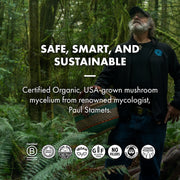 Lion's Mane capsules, 30-count bottle, Safe Smart and Sustainable.