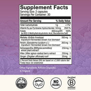 Supplement facts label with purple floral background