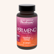 Supplement bottle labeled 'PERIMENO' by Host Defense on a white background