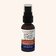 MycoShield Cinnamon Throat Spray, 1/2 fl oz bottle, front view showing label.