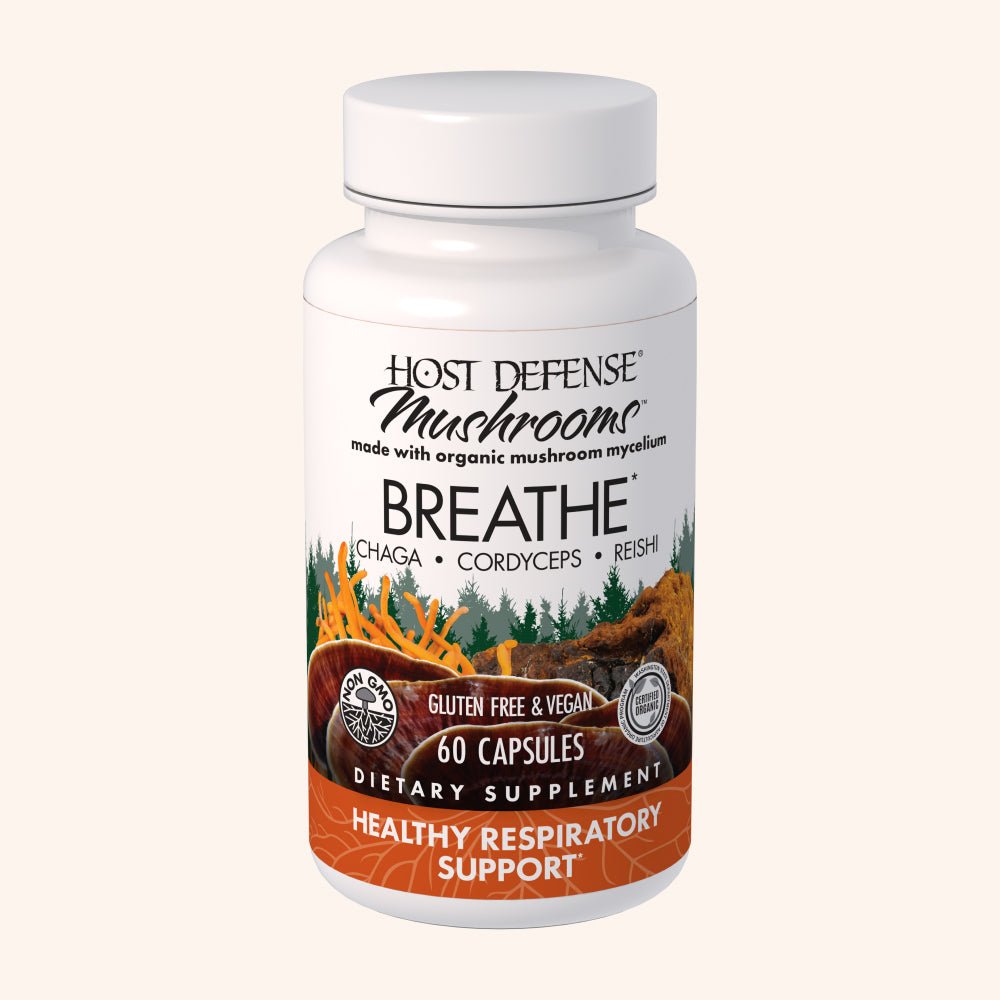 Breathe capsules, 60-count bottle, front view showing label.