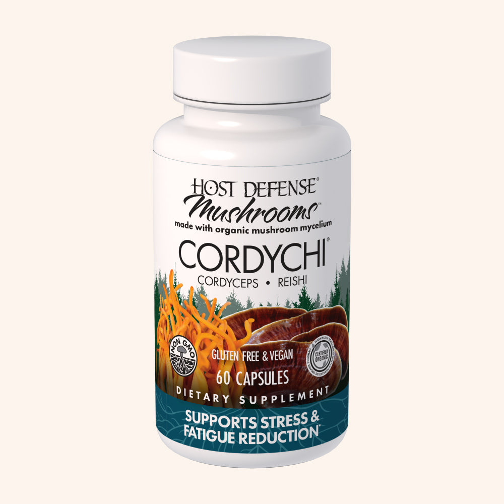 Cordychi capsules, 60-count bottle, front view showing label.