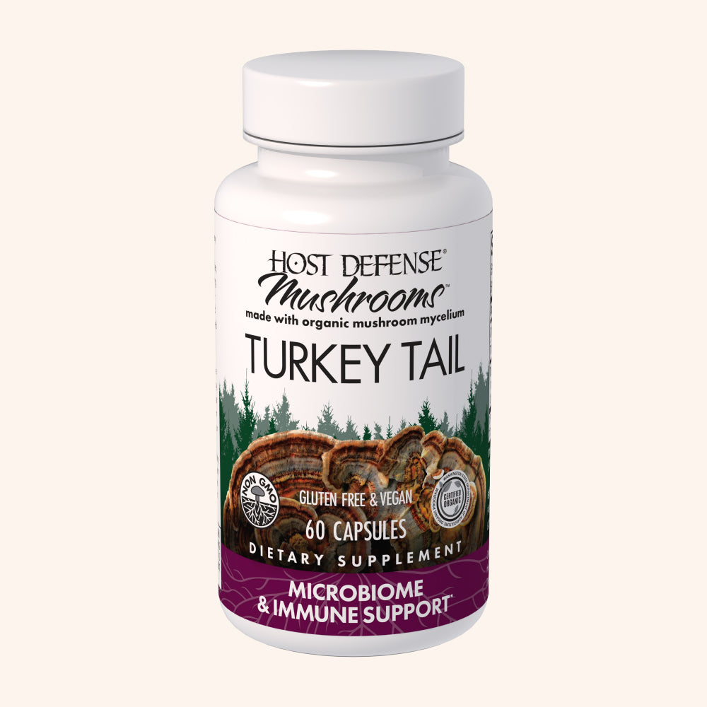 Turkey Tail capsules, 60-count bottle, front view showing label.