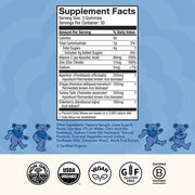 Grateful Dead Gummies - Beary Well,  90-count bag, supplement facts.