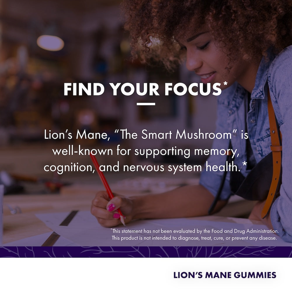 Host Defense® Lion’s Mane Gummies
 - Blueberry, Find Your Focus*.