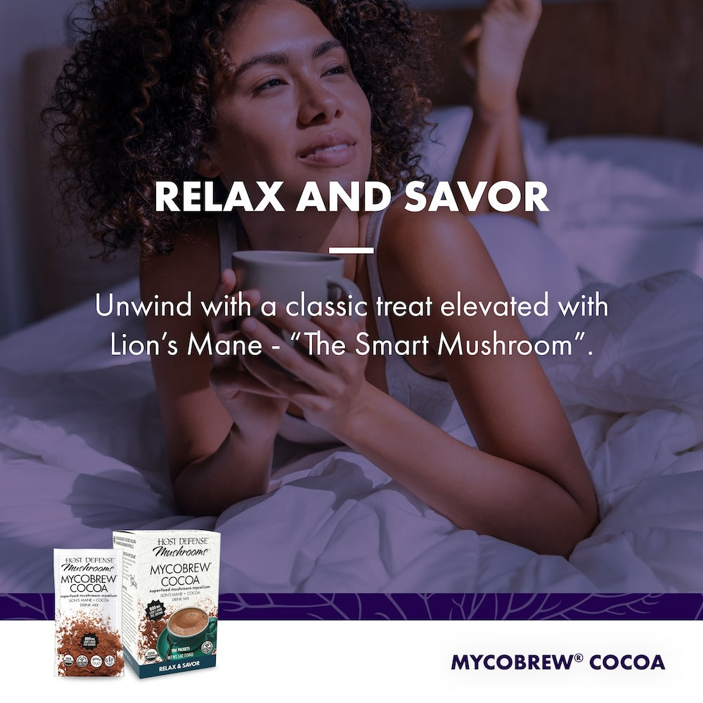 MycoBrew Cocoa, 5 oz box, Relax and Savor.