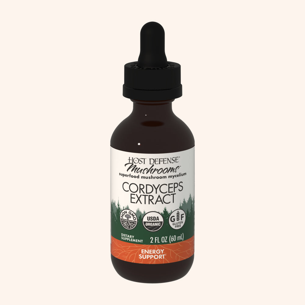 Cordyceps Extract, 2 fl oz bottle, front view showing label.
