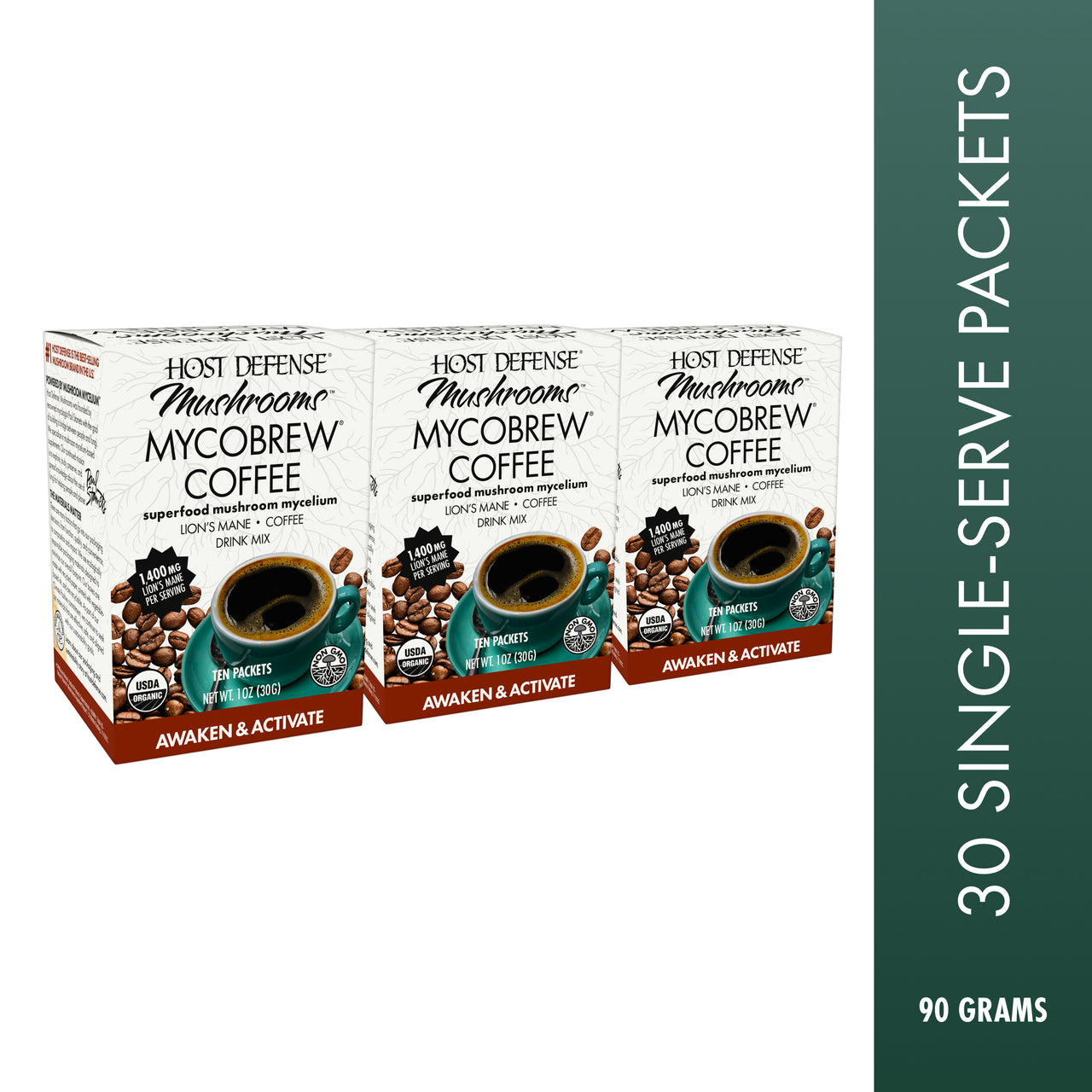 MycoBrew Coffee, 3 oz box, 30 single-serve packets.