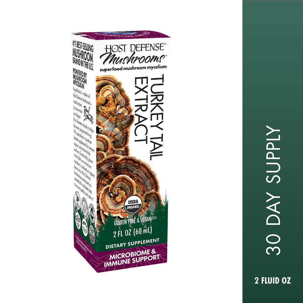 Turkey Tail Extract, 2 fl oz bottle, front view of box.