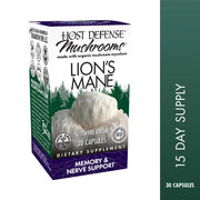 Lion's Mane capsules, 30-count bottle, front view of box.